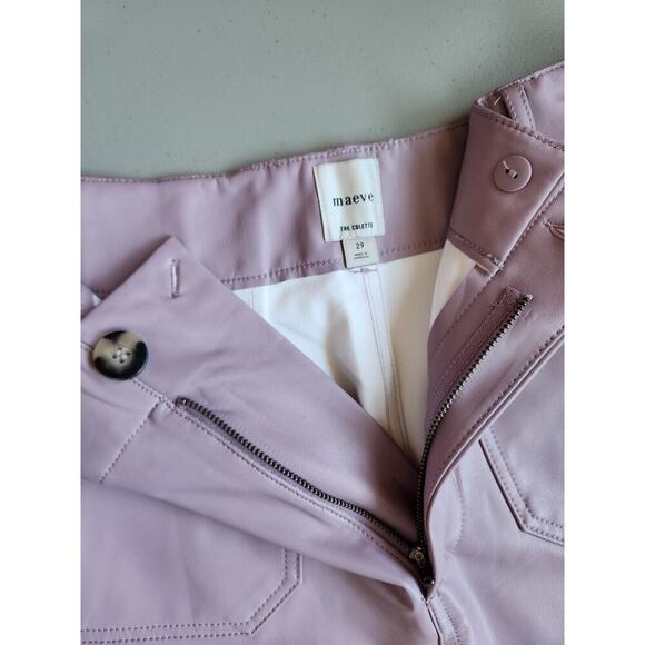 NWT Maeve The Colette Cropped Faux-Leather Wide-Leg Pants Sz 29 Lilac #7B501 - Picture 8 of 12